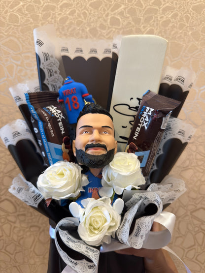 Virat Kohli Cricket Bouquet with Protein Bars