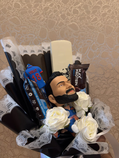 Virat Kohli Cricket Bouquet with Protein Bars
