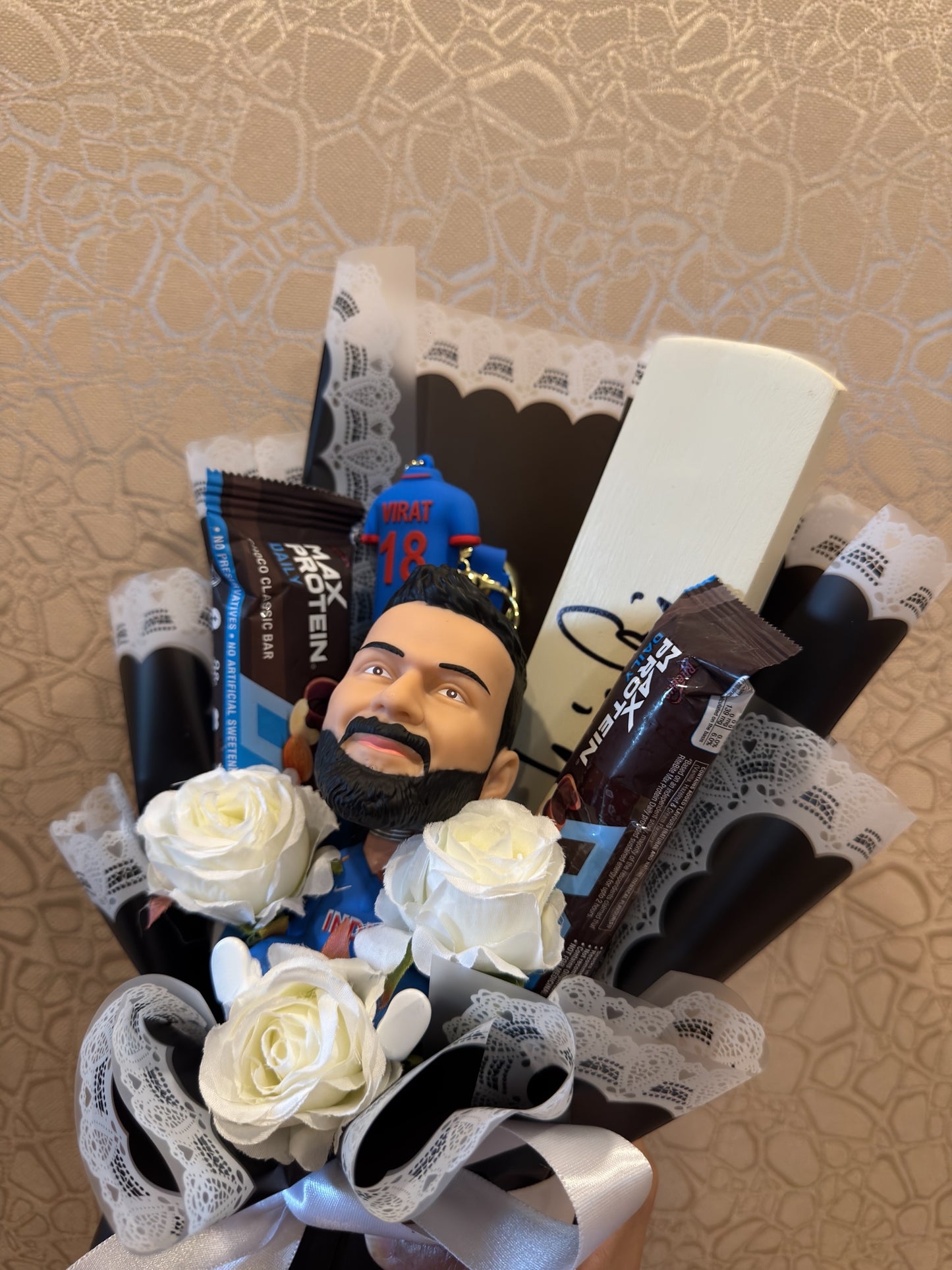 Virat Kohli Cricket Bouquet with Protein Bars