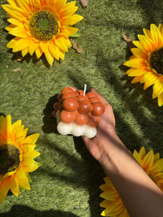 Brown Cream Bubble Cube Scented Candle – Cozy & Elegant Aroma