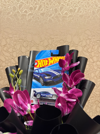Custom 18 Ford Mustang GT Dendrobium Orchid Hot Wheels Bouquet – Luxury & Elegance