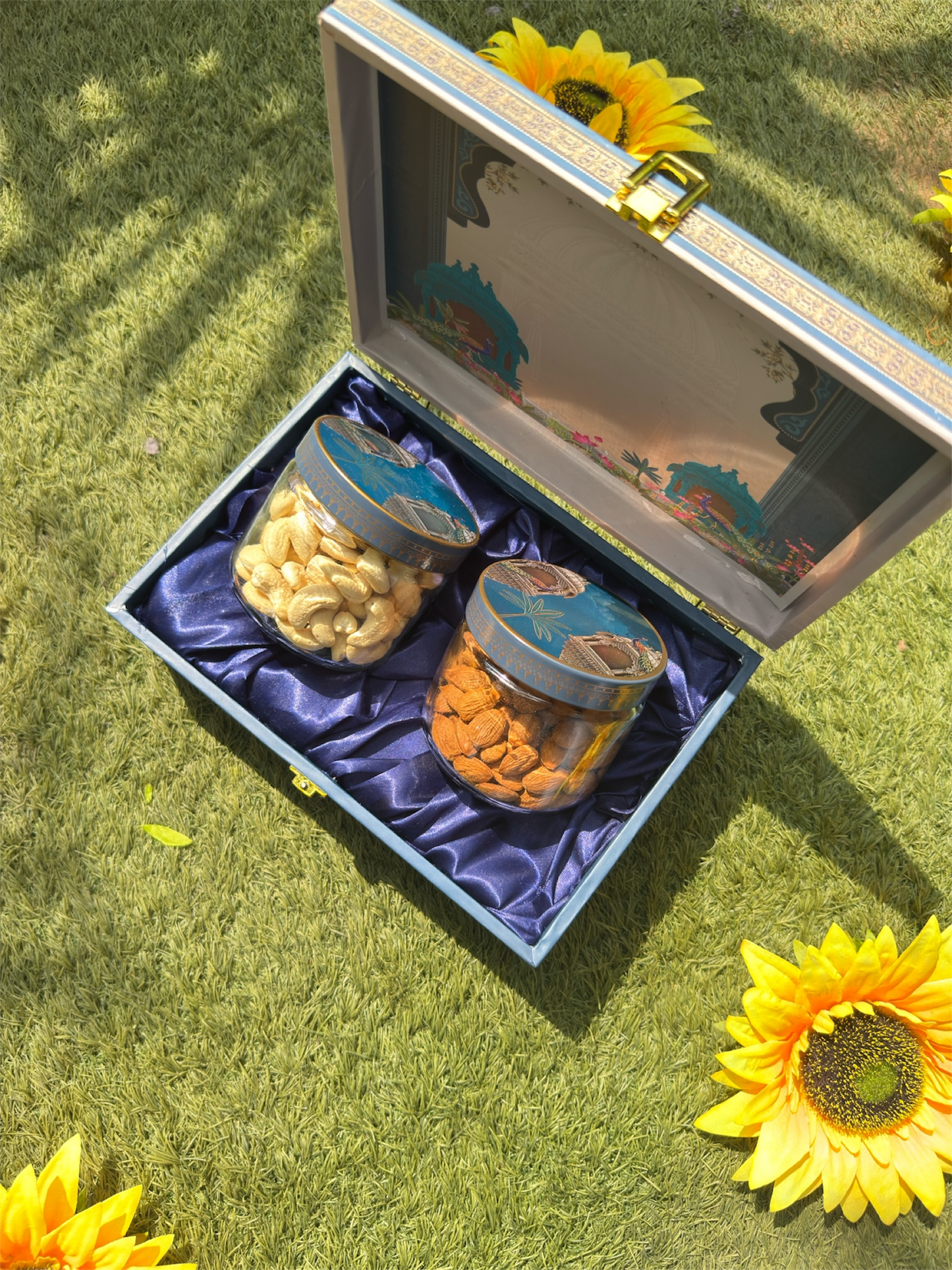 Exquisite Blue & Gold Festive Hamper | Premium Dry Fruit Gift for Diwali