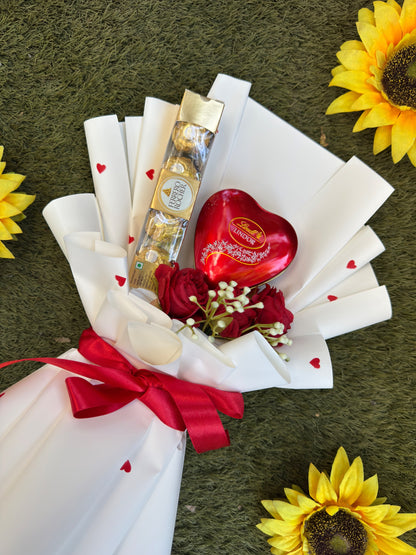 Lindt Lindor Heart Chocolate Bouquet - Premium Romantic Gift