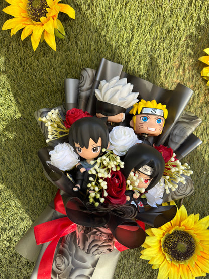 Naruto Anime Character Bouquet – Naruto, Sasuke, Kakashi & Itachi Edition