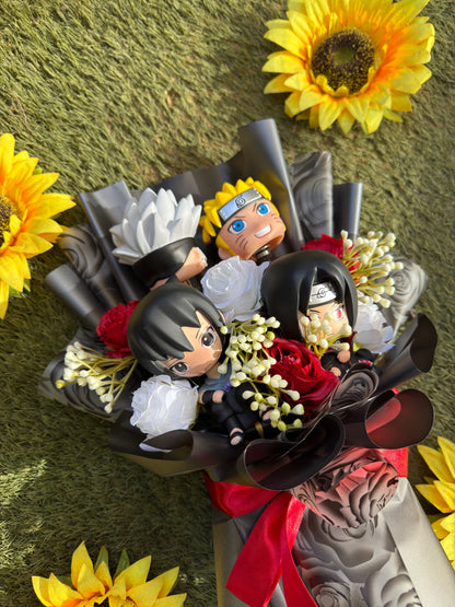 Naruto Anime Character Bouquet – Naruto, Sasuke, Kakashi & Itachi Edition