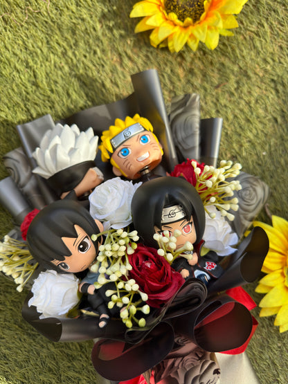 Naruto Anime Character Bouquet – Naruto, Sasuke, Kakashi & Itachi Edition