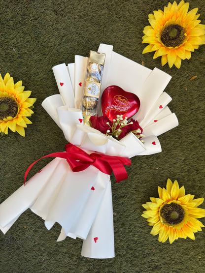 Lindt Lindor Heart Chocolate Bouquet - Premium Romantic Gift